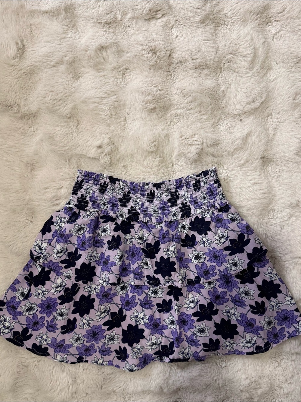 Vineyard Vines Purple Floral Tiered Ruffle Mini Skirt